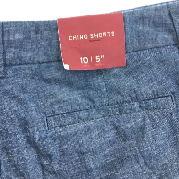 Merona 5” Blue Mid-Rise Chambray Cotton Shorts - Picture 6 of 7